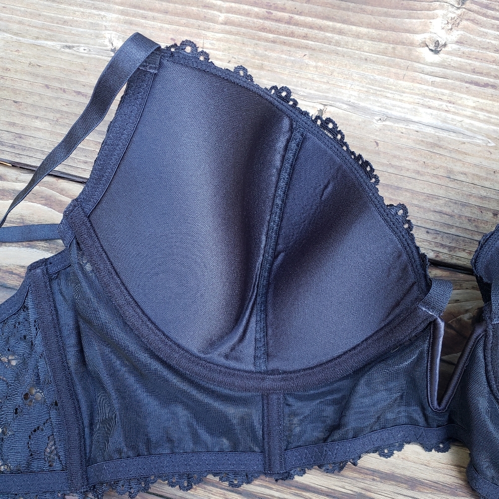 Love Honey Lingerie Black Lace Bra With Underwire and Unique Straps - 5X/6X - Picture 8 of 12